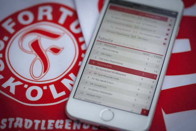 Spielstatistik der Fortuna Köln auf dem Handy.